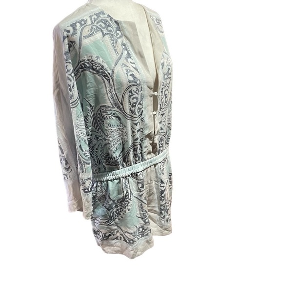 BCBGMaxAzria Lindee Paisley Print 
Romper-BLUE MIST COMBO floral short Jumpsuit - Picture 3 of 15